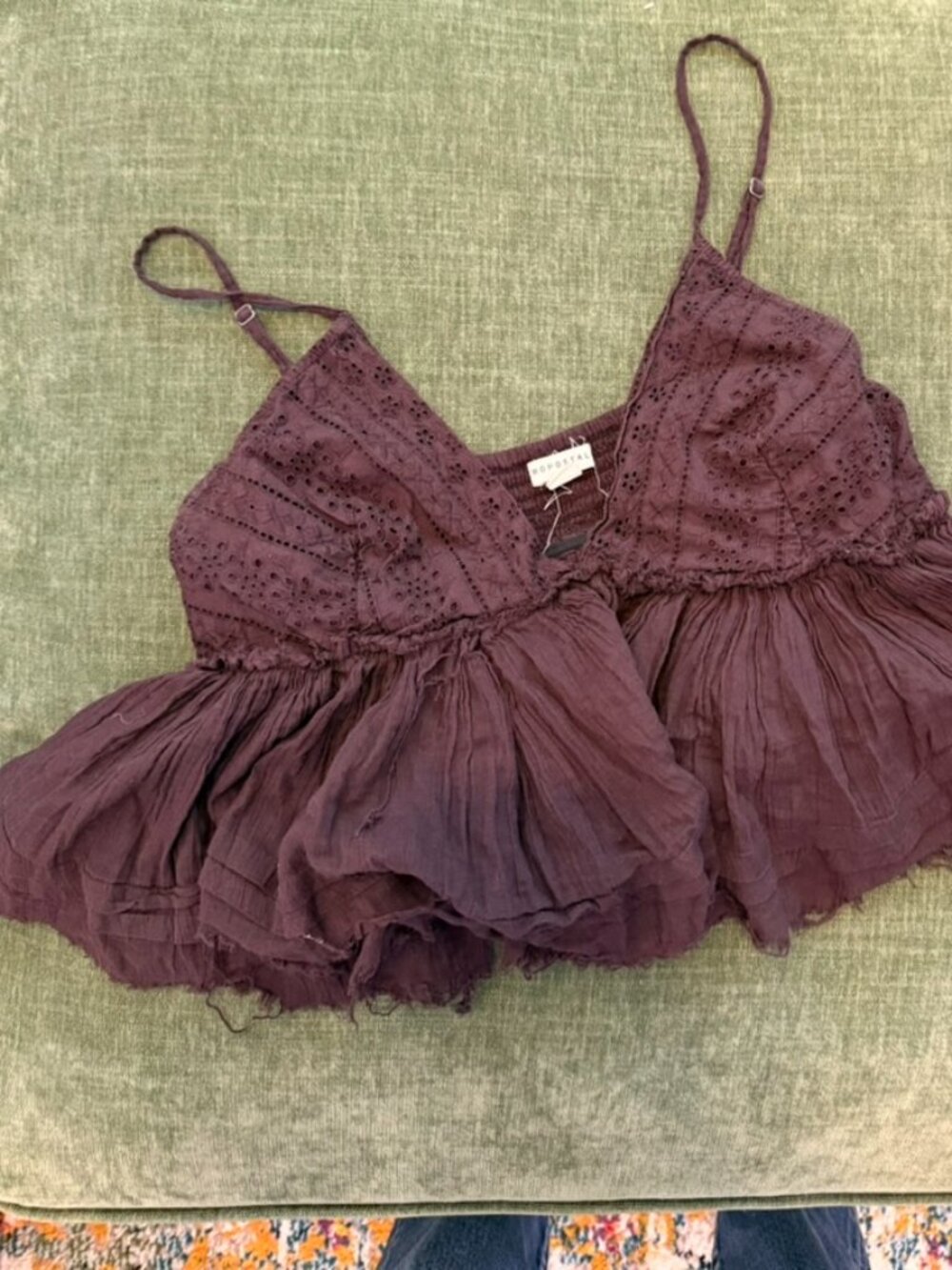 brown flowy boho tank, medium | aeropostale